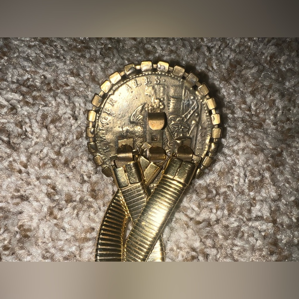 Braided gold Metal snake Chain Belt Gold Coin Medallion with Crystal Rhinestones - Picture 3 of 8